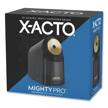 X-ACTO Model 1606 Mighty Pro Electric Pencil Sharpener, AC, Black/Gold/Smoke 1606X